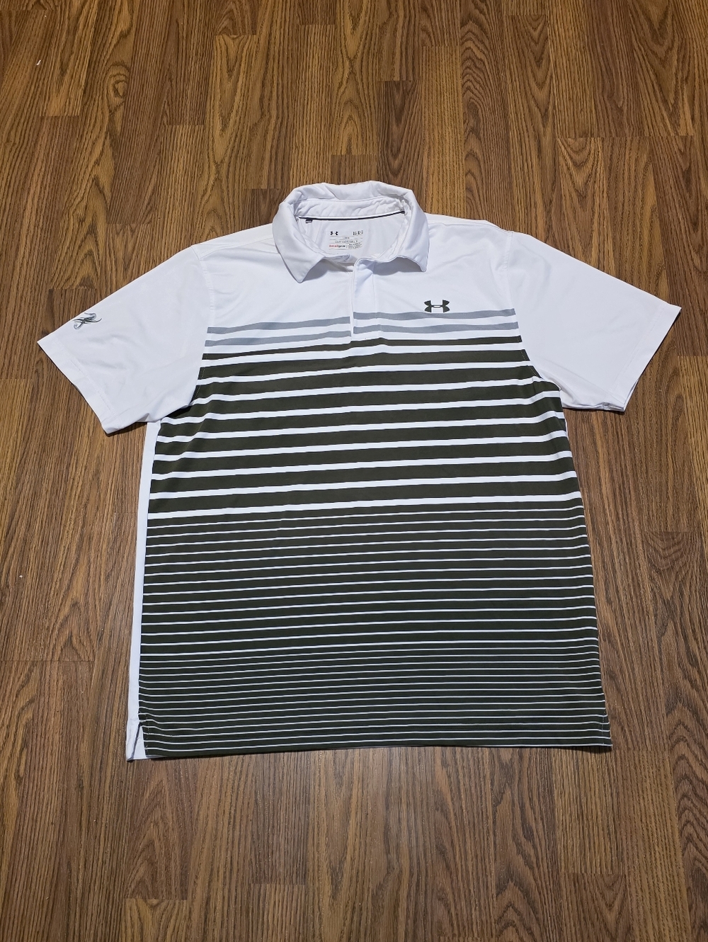 Under Armour Coldblack Golf Polo Shirt Striped Loose Fit Mens Large Performance